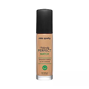 MISS SPORTY Naturally Perfect Match veganiškas drėkinamasis pagrindas 160 Vanilė 30 ml