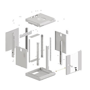 Szafa instalacyjna rack wisząca 10 cali 4U 300x300 szara 