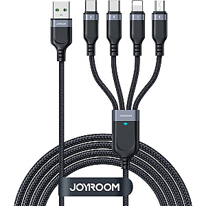 Кабель USB Joyroom USB-A - 2x USB-C + Lightning + microUSB 1,2 м Черный (JYR776)