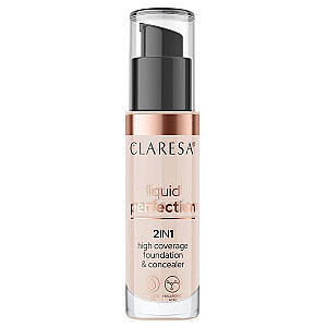 CLARESA Liquid Perfection 2in1 korektor i podkład o matowym zakończeniu w płynie 103 Cool Medium 34g