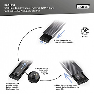 Корпус USB 3.1 Type C для твердотельного накопителя M.2 SATA 6 Гбит/с, алюминий, без инструментов