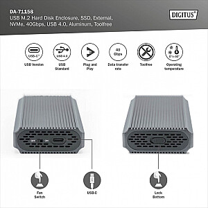 Obudowa USB 4.0 Typ C na dysk SSD M.2 NVMe 40 Gbps aluminiowa, beznarzędziowa