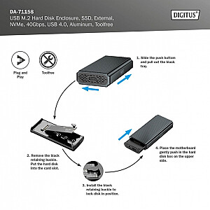 Корпус USB 4.0 Type C для твердотельного накопителя M.2 NVMe 40 Гбит/с, алюминий, без инструментов