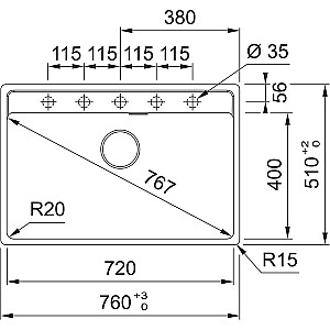 MRG 610-72 Мойка из гранита, 760х510мм, серая
