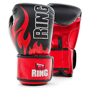 Bokso pirštinės Ring Fire (RR-15) 12 oz, juodos/raudonos