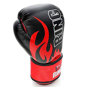 Bokso pirštinės Ring Fire (RR-15) 12 oz, juodos/raudonos