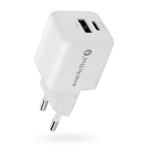 Настенное зарядное устройство GaN 1X USB, 1X USB-C 20 Вт QC3.0 Белый