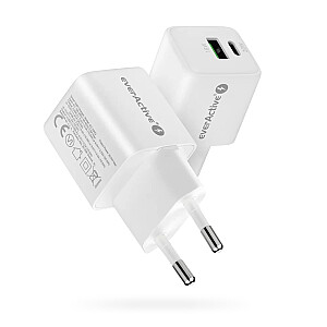 Настенное зарядное устройство GaN 1X USB, 1X USB-C 20 Вт QC3.0 Белый