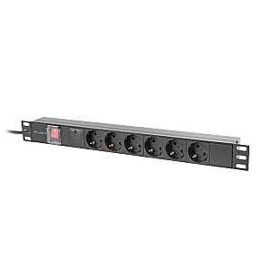 Listwa zasilająca  rack PDU 19 cali 1U 16A 6x230V schuko 2m czarna