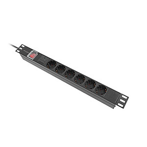 Listwa zasilająca  rack PDU 19 cali 1U 16A 6x230V schuko 2m czarna