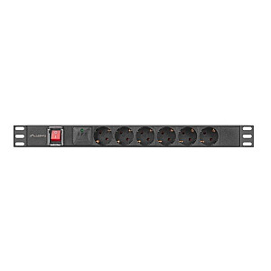 Listwa zasilająca  rack PDU 19 cali 1U 16A 6x230V schuko 2m czarna