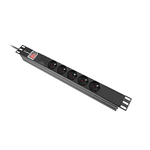 Блок питания для стойки PDU 19 дюймов 1U 16A 5x230V 2m черный