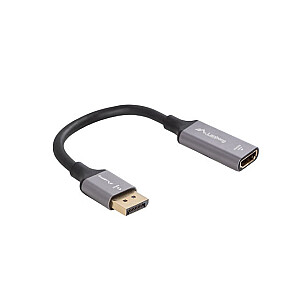 Адаптер Displayport(M)-HDMI(F)4K на серебристом кабеле длиной 20 см.