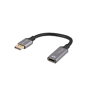 Адаптер Displayport(M)-HDMI(F)4K на серебристом кабеле длиной 20 см.