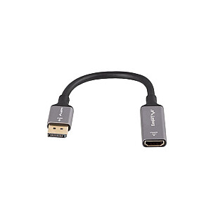 Адаптер Displayport(M)-HDMI(F)4K на серебристом кабеле длиной 20 см.