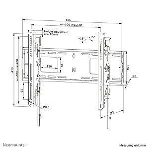 Настенное крепление LEVEL-750 (XL, 125 кг, наклоняемое, с защитой от наклона)