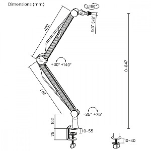 Держатель микрофона, 3/8&#39; и 5/8&#39;, макс. 1 кг, RS422 