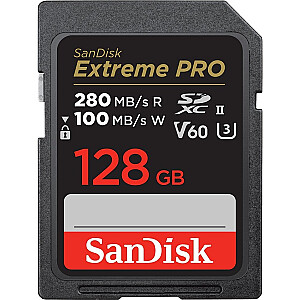 „SanDisk Extreme PRO SDXC“ 128 GB 10 klasės UHS-II/U3 V60 kortelė (SDSDXEP-128G-GN4IN)