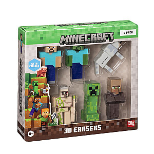 MINECRAFT 3D ERASERS - 6 PACK DELUXE BOX VER.A