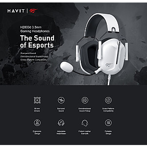 Havit H2033D Gaming Kulaklik Beyaz Headset Wired & Wireless In-ear White