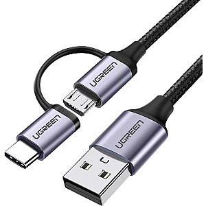 Ugreen USB-A - microUSB + USB-C USB-кабель 1 м Черный (30875)