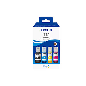 Epson 112 EcoTank 4 spalvų sudėtinis paketas | Rašalo talpykla | Juoda, žydra, geltona, purpurinė