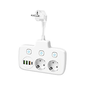 Разветвитель 2-местный+USB-3A/1C с переключателем белый /20 KGLFZW2U4D2B
