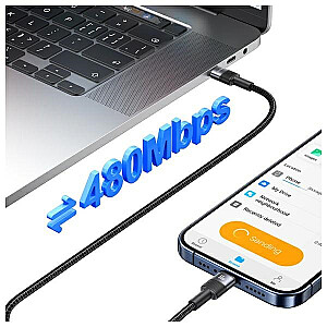 USAMS USB-C кабель к USB-C 60W 1,2 м алюминиевый кабель данных SY серии SJ724USB01 (US-SJ724)