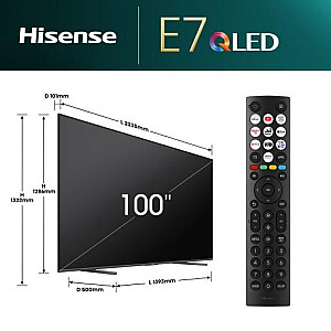 Телевизор Hisense 100E7NQ PRO 2,54 м (100") 4K Ultra HD Smart TV Wi-Fi Черный 500 кд/м2