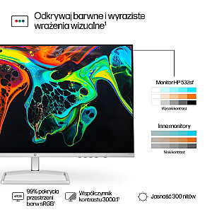 MONITORIAUS HP LED VA 31,5" 532sf (94F50E9) 100 Gc