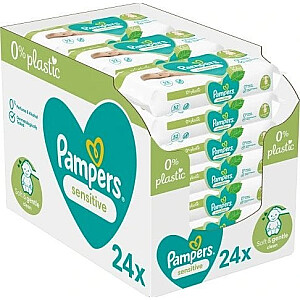 Drėgnos servetėlės Pampers Sensitive 0% plastikas 24x52 vnt.
