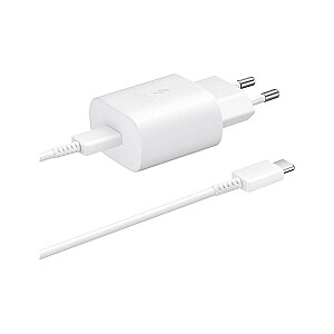 EP-TA800EWE + EP-DA705BWE Samsung 25 Вт зарядное устройство + USB-C|USB-C Data кабель белый (OEM)