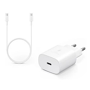 EP-TA800EWE + EP-DG980BWE Samsung 25W Travel Charger + USB-C|USB-C Data Cable White (OEM)