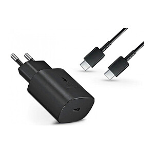 EP-TA800EBE + EP-DG980BBE Samsung 25W kelioninis įkroviklis + USB-C|USB-C duomenų kabelis juodas (OEM)