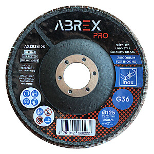 Slīpējamais disks lapiņu 125mm G36 cirkonijs ABREX