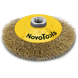 Щетка вогнутая М14 100мм, латунная щетина NOVOABRASIVE