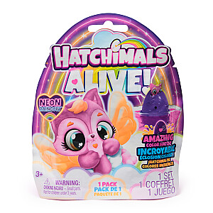 HATCHIMALS ALIVE Rinkinys uždaroje pakuotėje „Neoninė vaivorykštė“