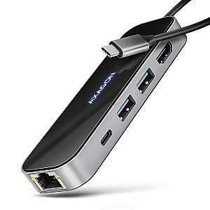 HMC-6GLN Беспроводной концентратор USB 6в1, 5 Гбит/с, 2xUSB-A, 1x USB-C, GLAN, HDMI 4K/60 Гц, PD 100 Вт, 20 см кабель USB-C