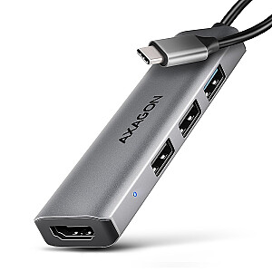 HMC-H3A Wieloportowy hub USB 4in1, 5Gbps, 3x USB-A (2x USB2.0, 1x USB3.0) + HDMI 4K/30Hz, metal, 15cm USB-C kabel