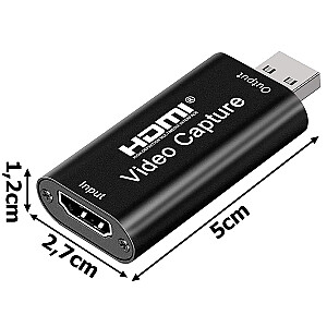 HDMI į USB vaizdo keitiklis (vaizdo fiksavimas) juodas