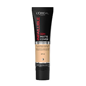 L&#39;OREAL Infallible 32H Matte Cover Foundation стойкая матирующая тональная основа 130 Нейтральный подтон/Истинный бежевый 30 мл