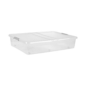 Kaste ar vāku uz ritenīšiem underbed box Leo 77x58x16 cm 53L caurspīdīga