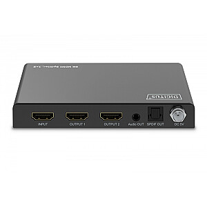 Rozdzielacz/Splitter HDMI 1x2, 8K/60Hz (4:4:4) z HDR, 48 Gbps, HDCP 2.3. Toslink / Stereo , EDID