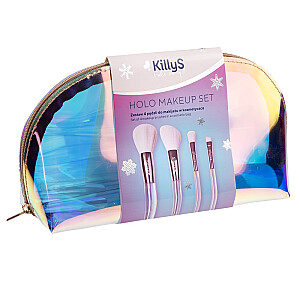 KILLYS SET Holo набор кистей для макияжа 4 шт + косметичка