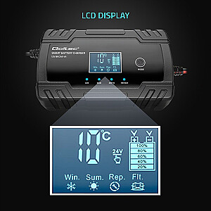 Inteligentna mikroprocesorowa ładowarka 12V 8A | 24V 4A |Prostownik z funkcją naprawy do akumulatora AGM GEL | LCD 