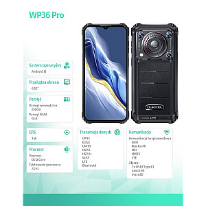 Smartfon WP36 Pro 4G 6/256GB IP69K Czarny 