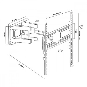 Крепление для телевизора 32-75 дюймов 50 кг, MC-788 max VESA 400x400 