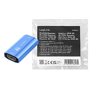 Повторитель HDMI, 8K/60 Гц, HDCP2.3, алюминий, синий 