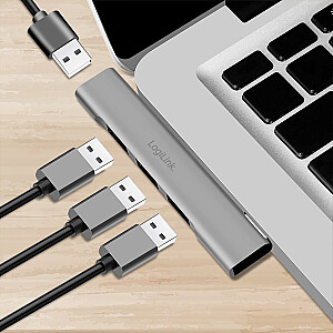 Smukły HUB USB-A do 1x USB-A 3.0 3xUSB-A 2.0 