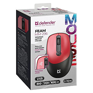 МЫШЬ DEFENDER FEAM MM-296 RF SILENT RED